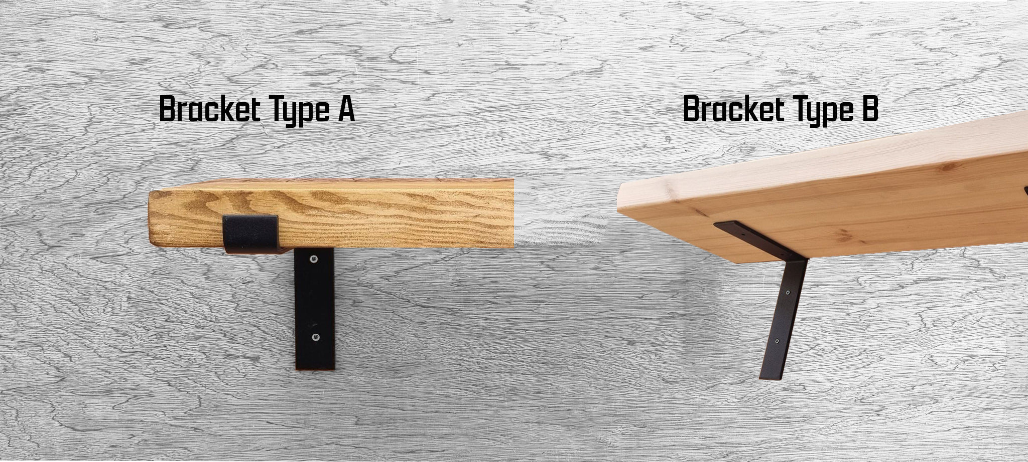 Chunky Solid Pine Shelves with steel brackets